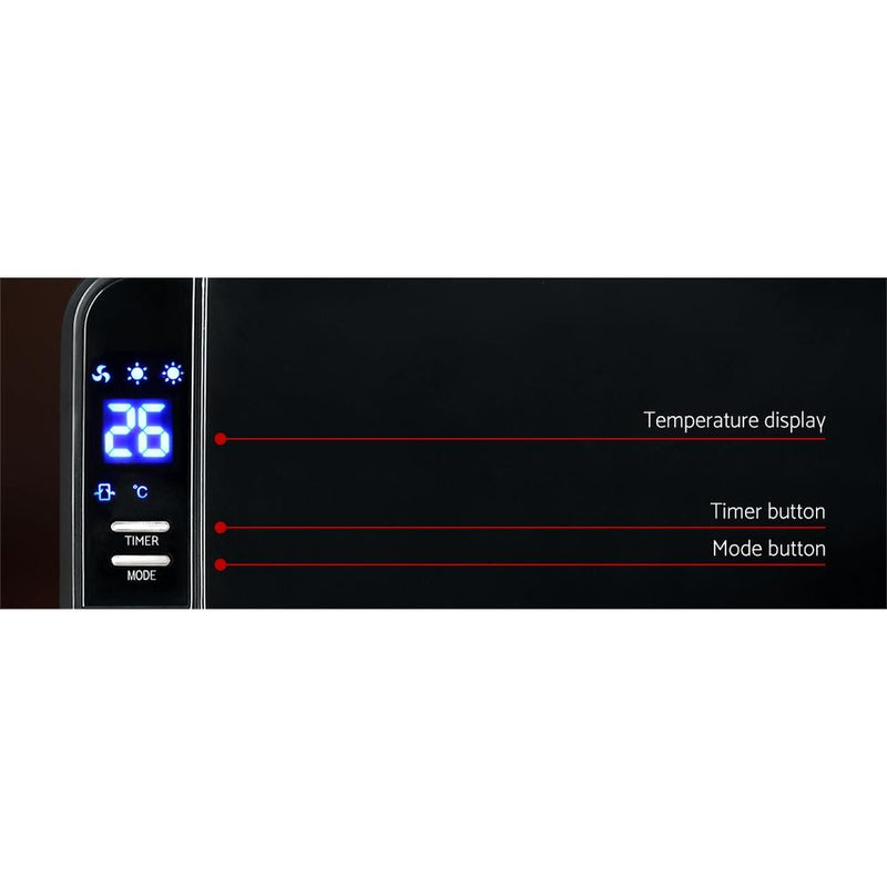 2000W Wall Mounted Panel Heater - Black - Rivercity House & Home Co. (ABN 18 642 972 209) - Affordable Modern Furniture Australia