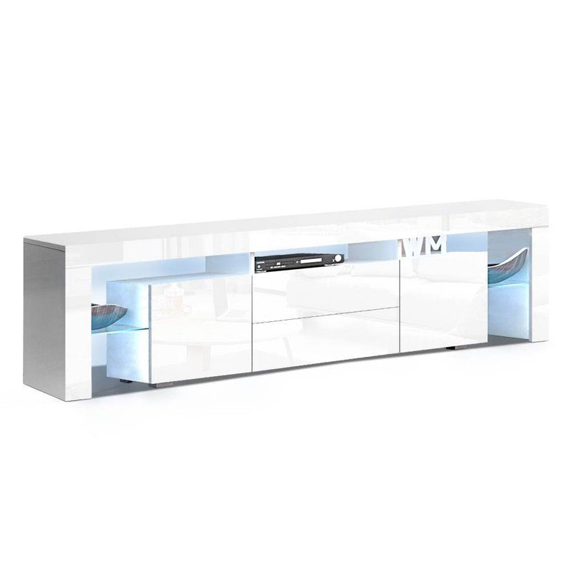 200CM LED Entertainment Unit in White Gloss - Furniture - Rivercity House & Home Co. (ABN 18 642 972 209) - Affordable Modern Furniture Australia