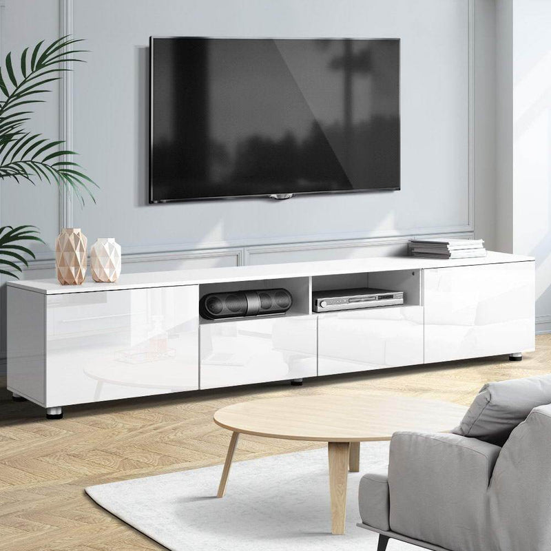 205CM White High Gloss TV Cabinet - Furniture - Rivercity House & Home Co. (ABN 18 642 972 209) - Affordable Modern Furniture Australia