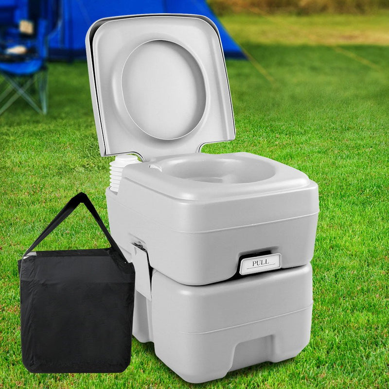 20L Portable Outdoor Camping Toilet with Carry Bag- Grey - Outdoor > Camping - Rivercity House & Home Co. (ABN 18 642 972 209) - Affordable Modern Furniture Australia