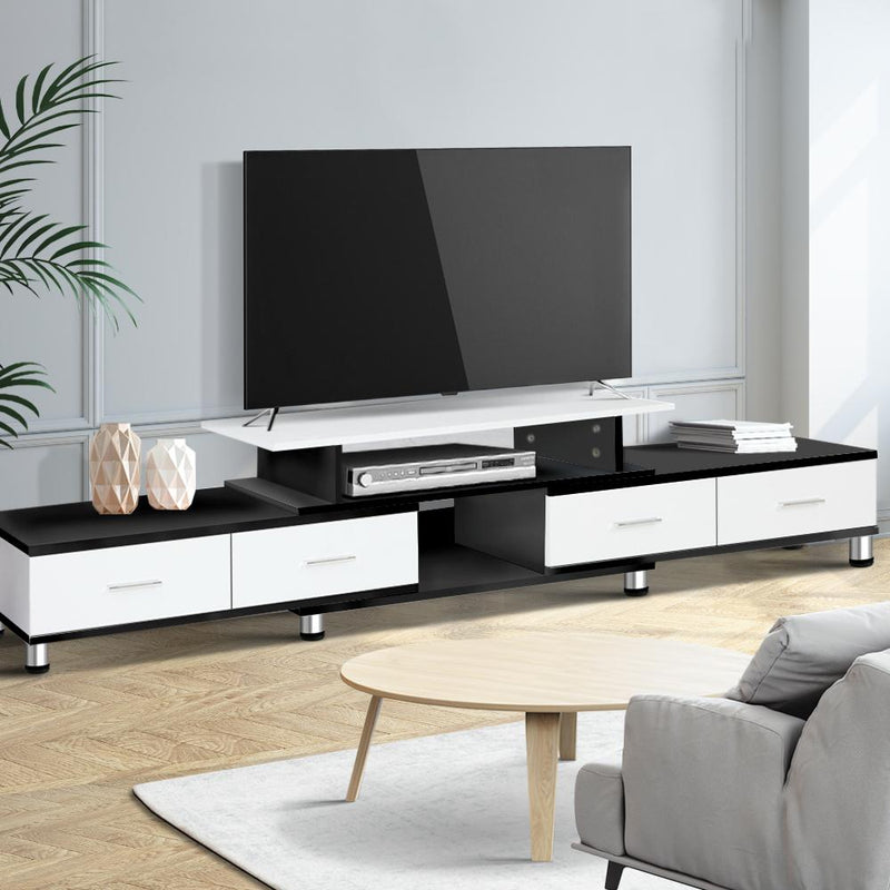 220CM TV Cabinet With Storage Drawers Black & White - Furniture - Rivercity House & Home Co. (ABN 18 642 972 209) - Affordable Modern Furniture Australia