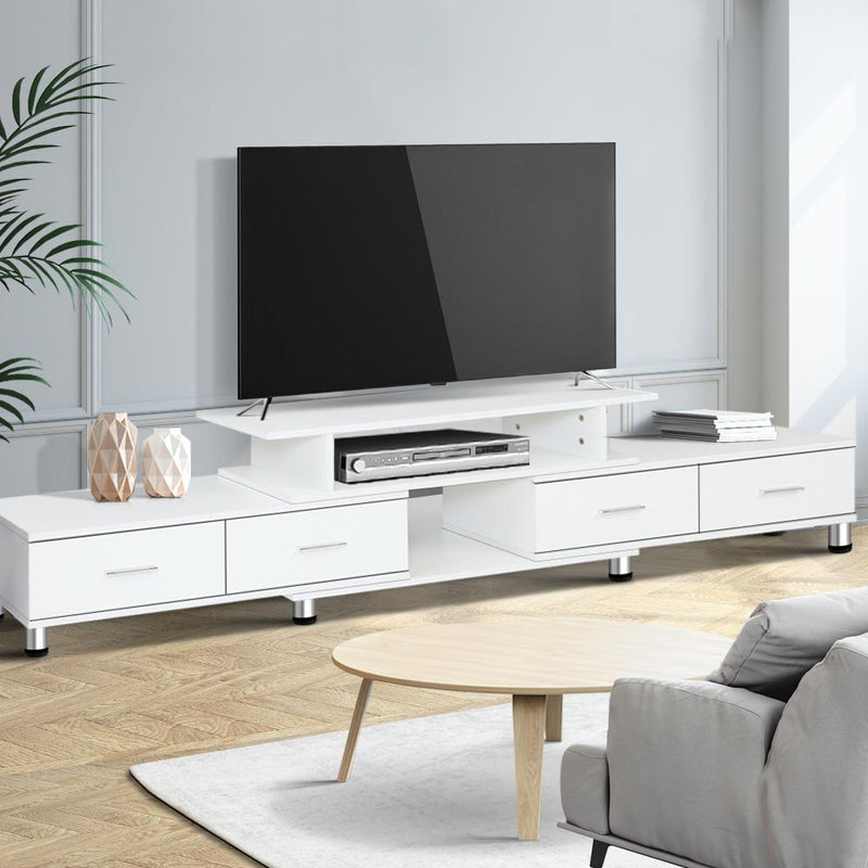 220CM TV Cabinet With Storage Drawers White - Furniture - Rivercity House & Home Co. (ABN 18 642 972 209) - Affordable Modern Furniture Australia