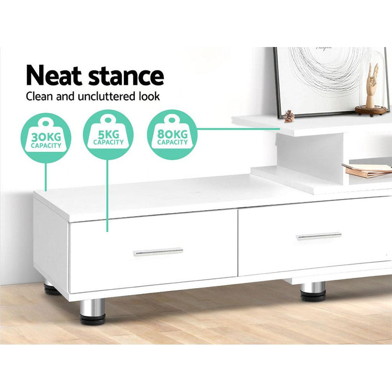 220CM TV Cabinet With Storage Drawers White - Furniture - Rivercity House & Home Co. (ABN 18 642 972 209) - Affordable Modern Furniture Australia