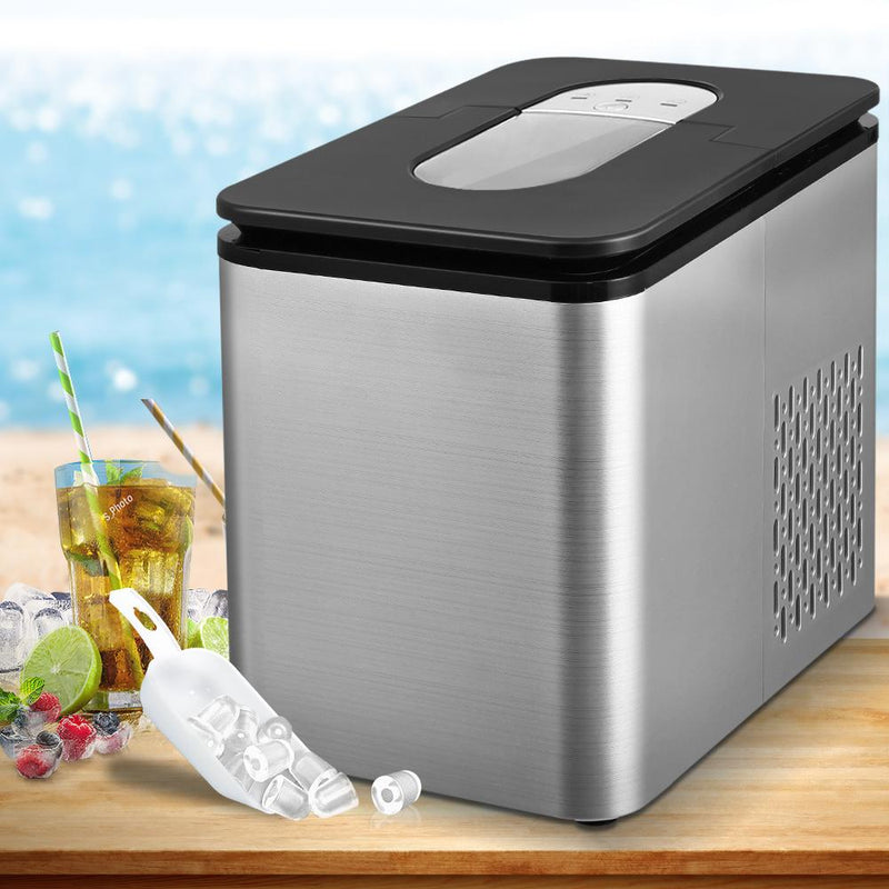 2.2L Ice Maker 12KG Portable Ice Makers Cube Tray Bar Home Countertop Silver - Appliances - Rivercity House & Home Co. (ABN 18 642 972 209) - Affordable Modern Furniture Australia