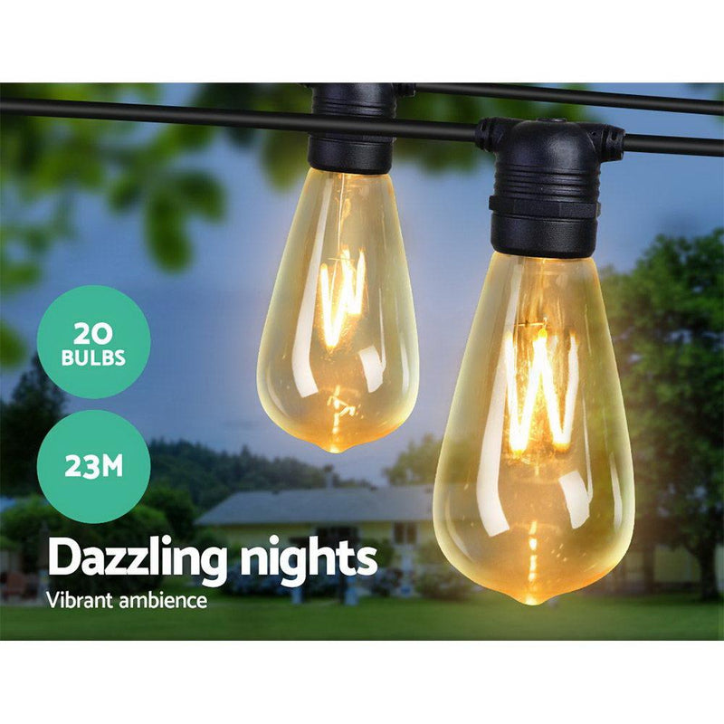 23m LED Festoon String Lights 20 Bulbs Kits Wedding Party Christmas ST64 - Rivercity House & Home Co. (ABN 18 642 972 209) - Affordable Modern Furniture Australia