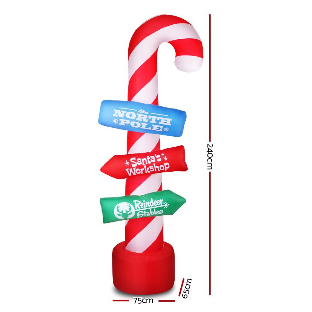 2.4M Christmas Inflatable Santa Guide Candy Pole Xmas Decor LED - Occasions - Rivercity House & Home Co. (ABN 18 642 972 209) - Affordable Modern Furniture Australia