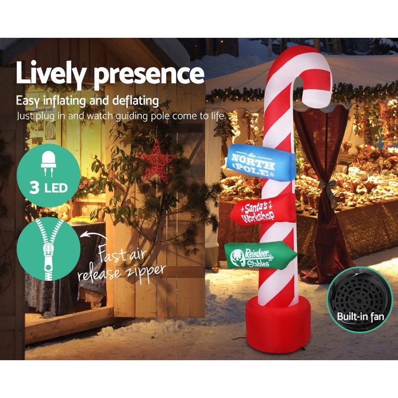 2.4M Christmas Inflatable Santa Guide Candy Pole Xmas Decor LED - Occasions - Rivercity House & Home Co. (ABN 18 642 972 209) - Affordable Modern Furniture Australia