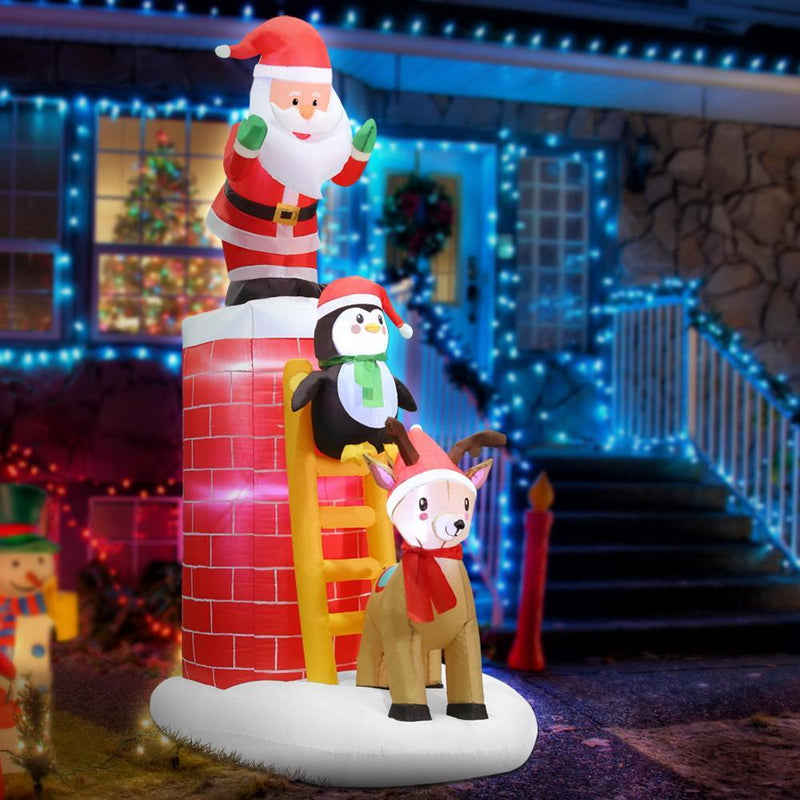 2.4M Christmas Inflatable Santa on Chimney Decorations Outdoor LED - Occasions - Rivercity House & Home Co. (ABN 18 642 972 209) - Affordable Modern Furniture Australia