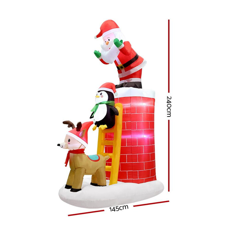 2.4M Christmas Inflatable Santa on Chimney Decorations Outdoor LED - Occasions - Rivercity House & Home Co. (ABN 18 642 972 209) - Affordable Modern Furniture Australia