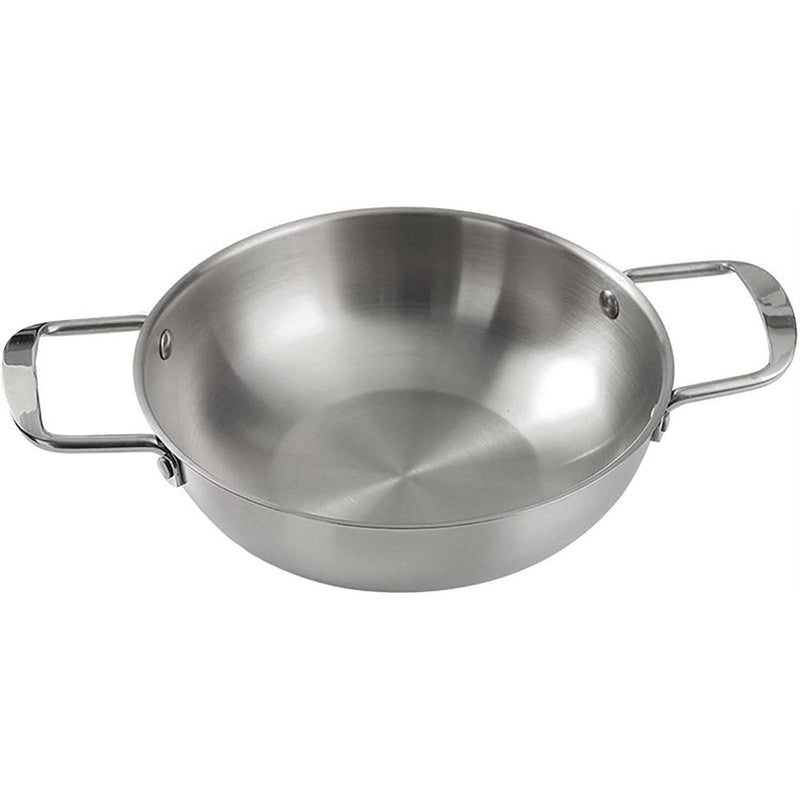 26cm seafood Silver Paella Pan with Riveted Chrome Plated Handles Dishwasher Safe - Home & Garden > Kitchenware - Rivercity House & Home Co. (ABN 18 642 972 209) - Affordable Modern Furniture Australia