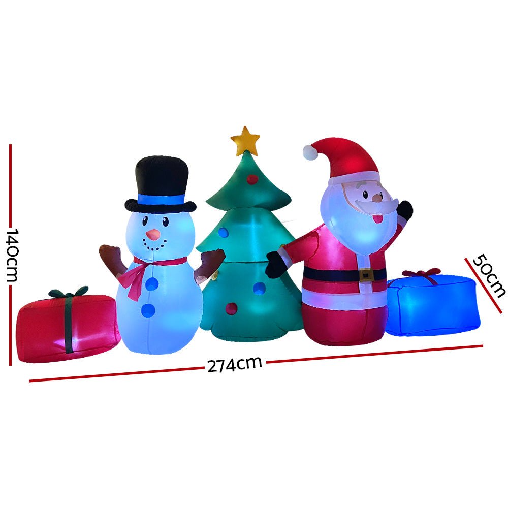 2.7M Christmas Inflatable Tree Snowman Lights Outdoor Decorations - Rivercity House & Home Co. (ABN 18 642 972 209) - Affordable Modern Furniture Australia