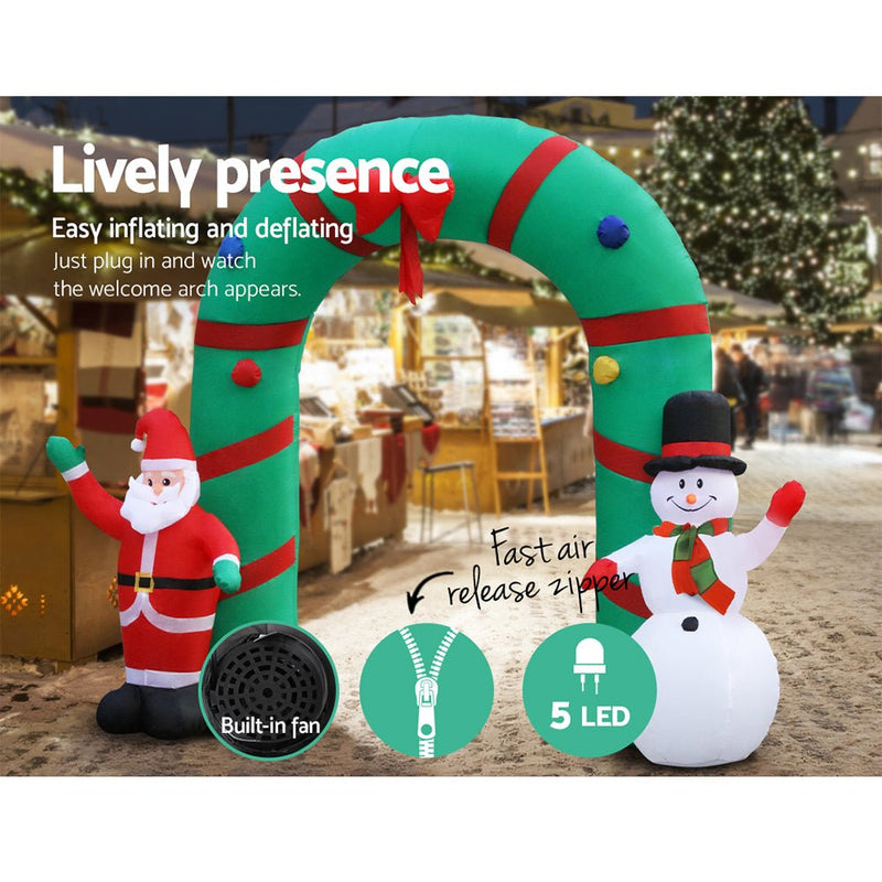 2.8M Christmas Inflatable Giant Arch Way Santa Snowman Light Decor - Occasions - Rivercity House & Home Co. (ABN 18 642 972 209) - Affordable Modern Furniture Australia