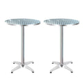 2pcs Outdoor Bar Table Furniture Adjustable Aluminium Cafe Table Round