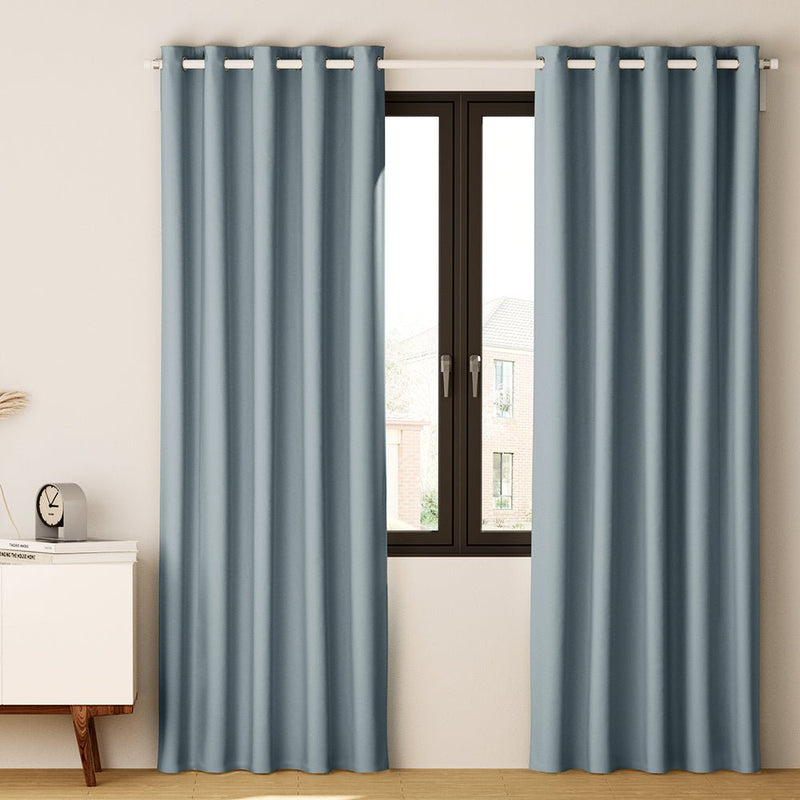 2X Blockout Curtains Blackout Window Curtain Eyelet 140x230cm Grey - Home & Garden > Curtains - Rivercity House & Home Co. (ABN 18 642 972 209) - Affordable Modern Furniture Australia