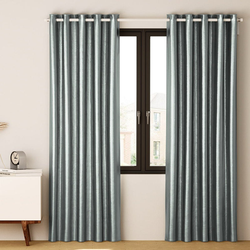 2X Blockout Curtains Blackout Window Curtain Eyelet 140x230cm Grey - Home & Garden > Curtains - Rivercity House & Home Co. (ABN 18 642 972 209) - Affordable Modern Furniture Australia