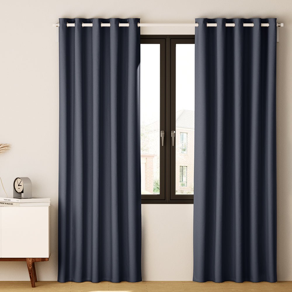 2X Blockout Curtains Blackout Window Curtain Eyelet 180x213cm Charcoal - Home & Garden > Curtains - Rivercity House & Home Co. (ABN 18 642 972 209) - Affordable Modern Furniture Australia