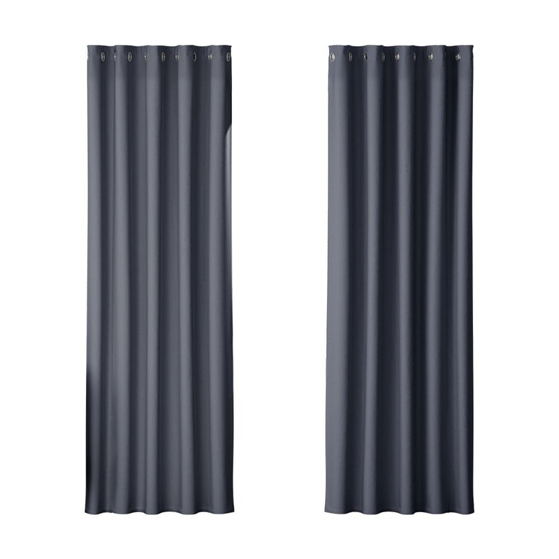 2X Blockout Curtains Blackout Window Curtain Eyelet 180x213cm Charcoal - Home & Garden > Curtains - Rivercity House & Home Co. (ABN 18 642 972 209) - Affordable Modern Furniture Australia
