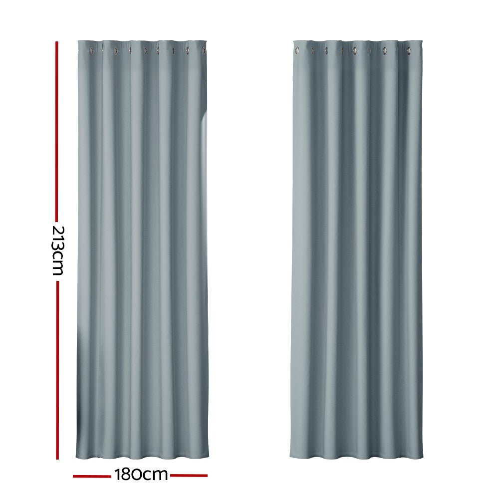 2X Blockout Curtains Blackout Window Curtain Eyelet 180x213cm Grey - Home & Garden > Curtains - Rivercity House & Home Co. (ABN 18 642 972 209) - Affordable Modern Furniture Australia