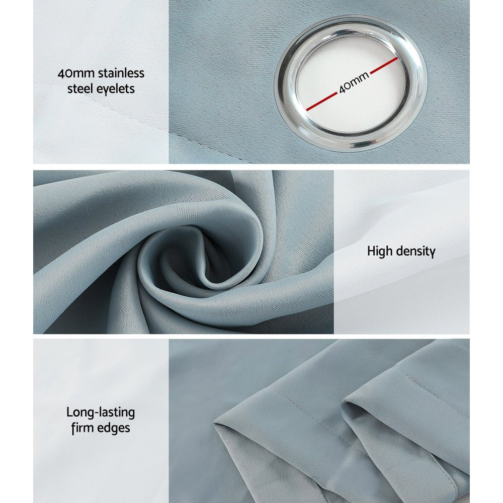 2X Blockout Curtains Blackout Window Curtain Eyelet 180x213cm Grey - Home & Garden > Curtains - Rivercity House & Home Co. (ABN 18 642 972 209) - Affordable Modern Furniture Australia