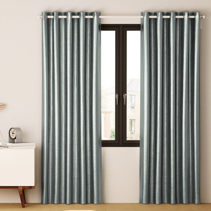 2X Blockout Curtains Blackout Window Curtain Eyelet 180x213cm Grey - Home & Garden > Curtains - Rivercity House & Home Co. (ABN 18 642 972 209) - Affordable Modern Furniture Australia