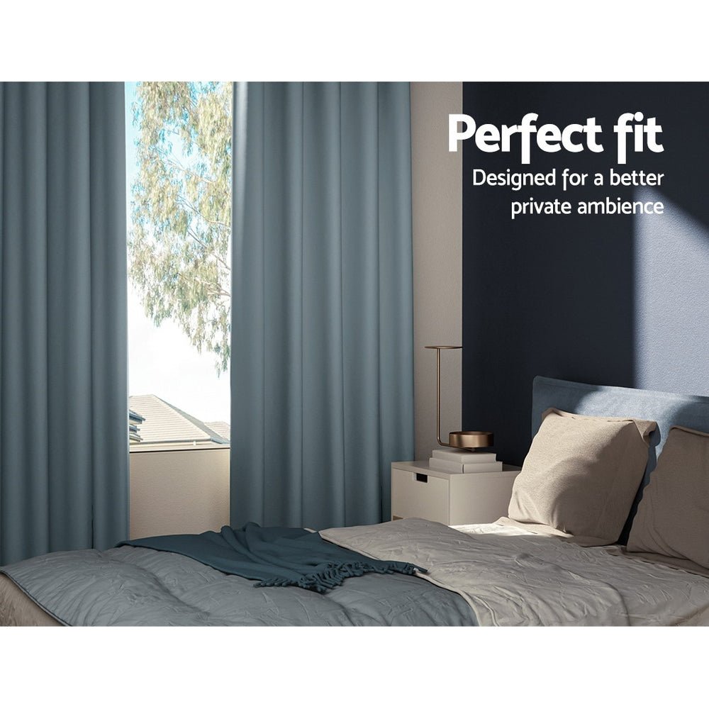 2X Blockout Curtains Blackout Window Curtain Eyelet 180x213cm Grey - Home & Garden > Curtains - Rivercity House & Home Co. (ABN 18 642 972 209) - Affordable Modern Furniture Australia