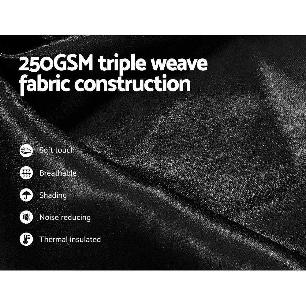 2X Blockout Curtains Blackout Window Curtain Eyelet 240x230cm Black - Home & Garden > Curtains - Rivercity House & Home Co. (ABN 18 642 972 209) - Affordable Modern Furniture Australia