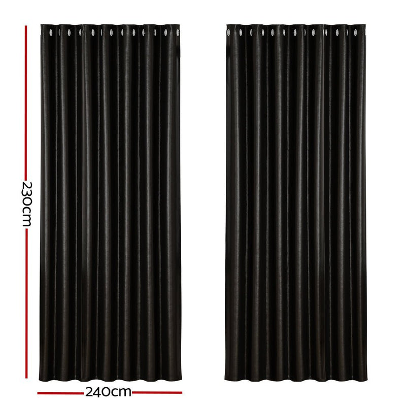 2X Blockout Curtains Blackout Window Curtain Eyelet 240x230cm Black - Home & Garden > Curtains - Rivercity House & Home Co. (ABN 18 642 972 209) - Affordable Modern Furniture Australia