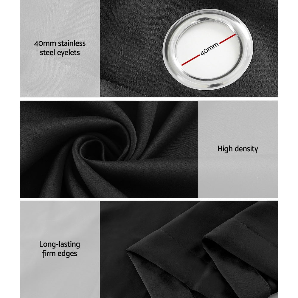 2X Blockout Curtains Blackout Window Curtain Eyelet 240x230cm Black - Home & Garden > Curtains - Rivercity House & Home Co. (ABN 18 642 972 209) - Affordable Modern Furniture Australia