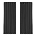 2X Blockout Curtains Blackout Window Curtain Eyelet 240x230cm Black
