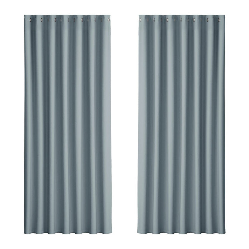 2X Blockout Curtains Blackout Window Curtain Eyelet 240x230cm Grey - Home & Garden > Curtains - Rivercity House & Home Co. (ABN 18 642 972 209) - Affordable Modern Furniture Australia