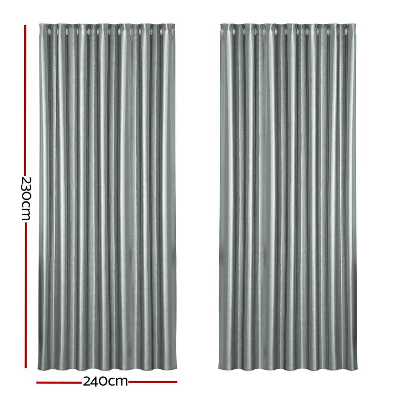 2X Blockout Curtains Blackout Window Curtain Eyelet 240x230cm Grey - Home & Garden > Curtains - Rivercity House & Home Co. (ABN 18 642 972 209) - Affordable Modern Furniture Australia