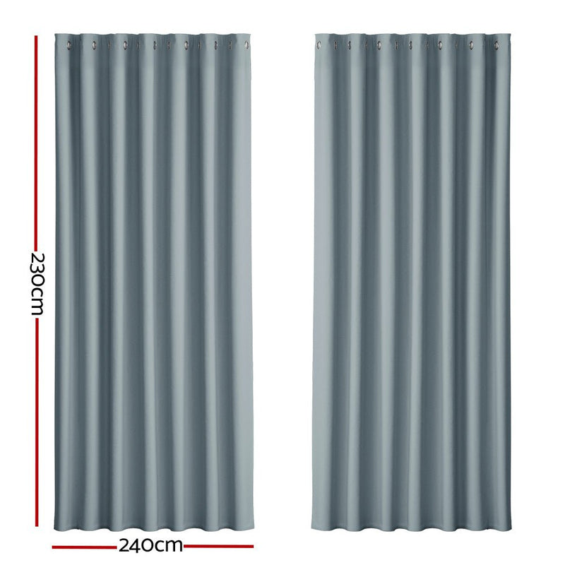 2X Blockout Curtains Blackout Window Curtain Eyelet 240x230cm Grey - Home & Garden > Curtains - Rivercity House & Home Co. (ABN 18 642 972 209) - Affordable Modern Furniture Australia