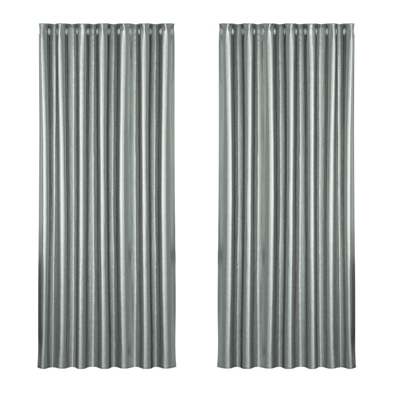 2X Blockout Curtains Blackout Window Curtain Eyelet 240x230cm Grey - Home & Garden > Curtains - Rivercity House & Home Co. (ABN 18 642 972 209) - Affordable Modern Furniture Australia