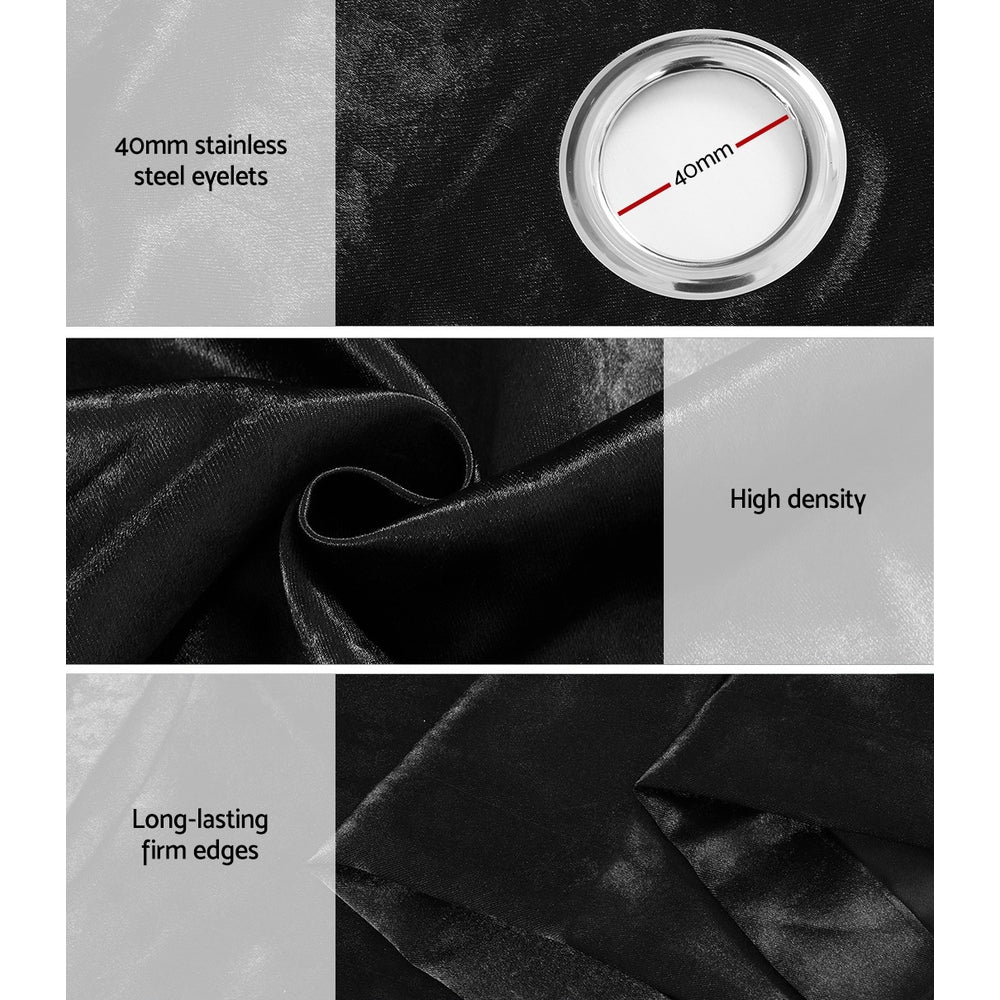 2X Blockout Curtains Blackout Window Curtain Eyelet 300x230cm Black - Home & Garden > Curtains - Rivercity House & Home Co. (ABN 18 642 972 209) - Affordable Modern Furniture Australia