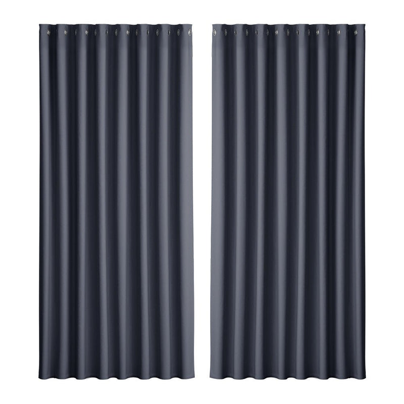2X Blockout Curtains Blackout Window Curtain Eyelet 300x230cm Charcoal - Home & Garden > Curtains - Rivercity House & Home Co. (ABN 18 642 972 209) - Affordable Modern Furniture Australia