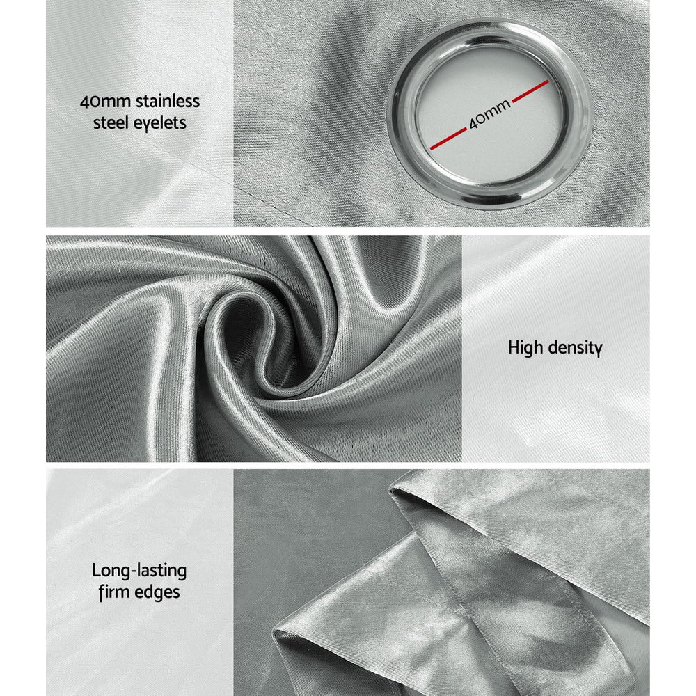 2X Blockout Curtains Blackout Window Curtain Eyelet 300x230cm Grey - Home & Garden > Curtains - Rivercity House & Home Co. (ABN 18 642 972 209) - Affordable Modern Furniture Australia