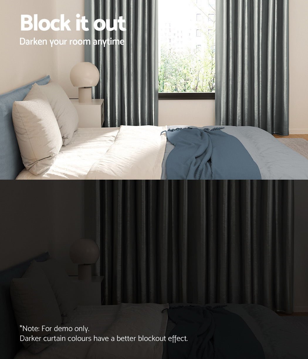 2X Blockout Curtains Blackout Window Curtain Eyelet 300x230cm Grey - Home & Garden > Curtains - Rivercity House & Home Co. (ABN 18 642 972 209) - Affordable Modern Furniture Australia