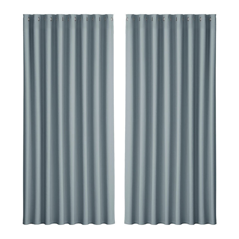 2X Blockout Curtains Blackout Window Curtain Eyelet 300x230cm Grey - Home & Garden > Curtains - Rivercity House & Home Co. (ABN 18 642 972 209) - Affordable Modern Furniture Australia