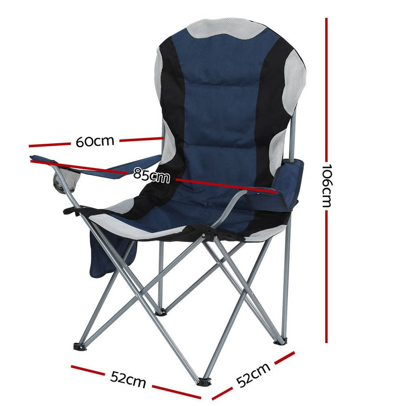 2X Camping Chairs Folding Arm Chair Portable Camping Garden Fishing - Outdoor > Camping - Rivercity House & Home Co. (ABN 18 642 972 209) - Affordable Modern Furniture Australia