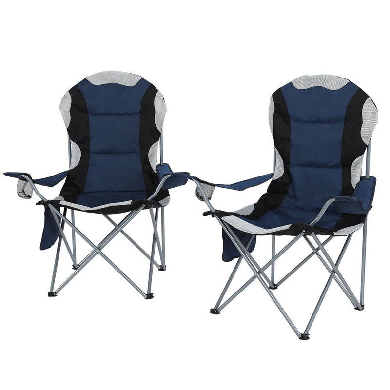 2X Camping Chairs Folding Arm Chair Portable Camping Garden Fishing - Outdoor > Camping - Rivercity House & Home Co. (ABN 18 642 972 209) - Affordable Modern Furniture Australia