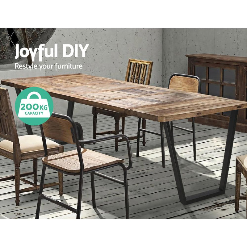 2x Coffee Dining Table Legs 71x65/40CM Industrial Vintage Bench Metal Trapezoid - Rivercity House & Home Co. (ABN 18 642 972 209) - Affordable Modern Furniture Australia