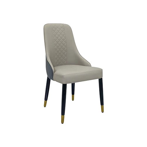 2x Dining Chair Grey Leatherette Upholstery Black & Golden Legs - Furniture > Dining - Rivercity House & Home Co. (ABN 18 642 972 209) - Affordable Modern Furniture Australia