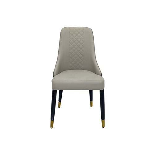 2x Dining Chair Grey Leatherette Upholstery Black & Golden Legs - Furniture > Dining - Rivercity House & Home Co. (ABN 18 642 972 209)