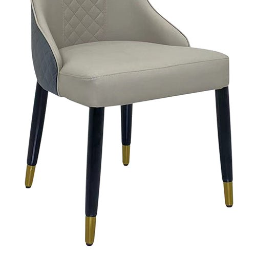 2x Dining Chair Grey Leatherette Upholstery Black & Golden Legs - Furniture > Dining - Rivercity House & Home Co. (ABN 18 642 972 209)