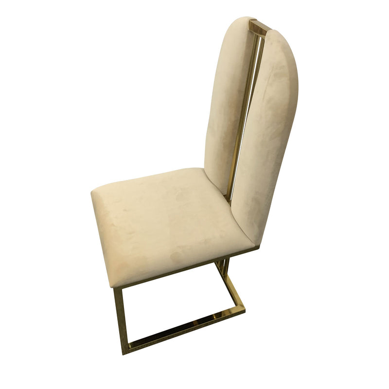 2X Dining Chair Stainless Gold Frame & Seat Beige Fabric - Furniture > Bar Stools & Chairs - Rivercity House & Home Co. (ABN 18 642 972 209)