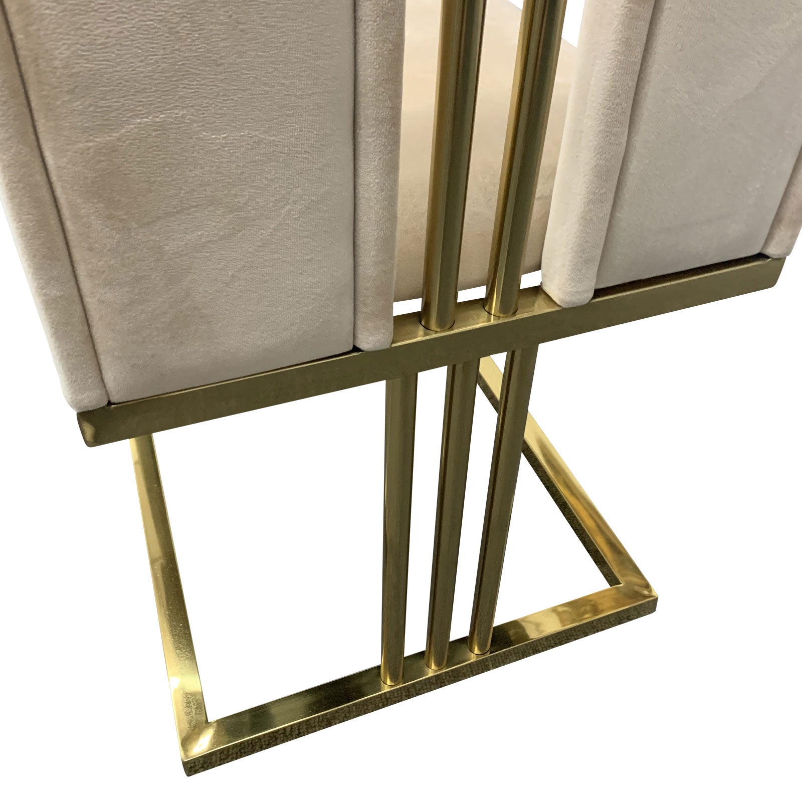 2X Dining Chair Stainless Gold Frame & Seat Beige Fabric - Furniture > Bar Stools & Chairs - Rivercity House & Home Co. (ABN 18 642 972 209) - Affordable Modern Furniture Australia