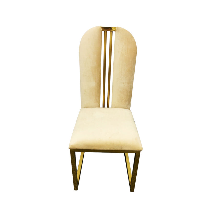 2X Dining Chair Stainless Gold Frame & Seat Beige Fabric - Furniture > Bar Stools & Chairs - Rivercity House & Home Co. (ABN 18 642 972 209)