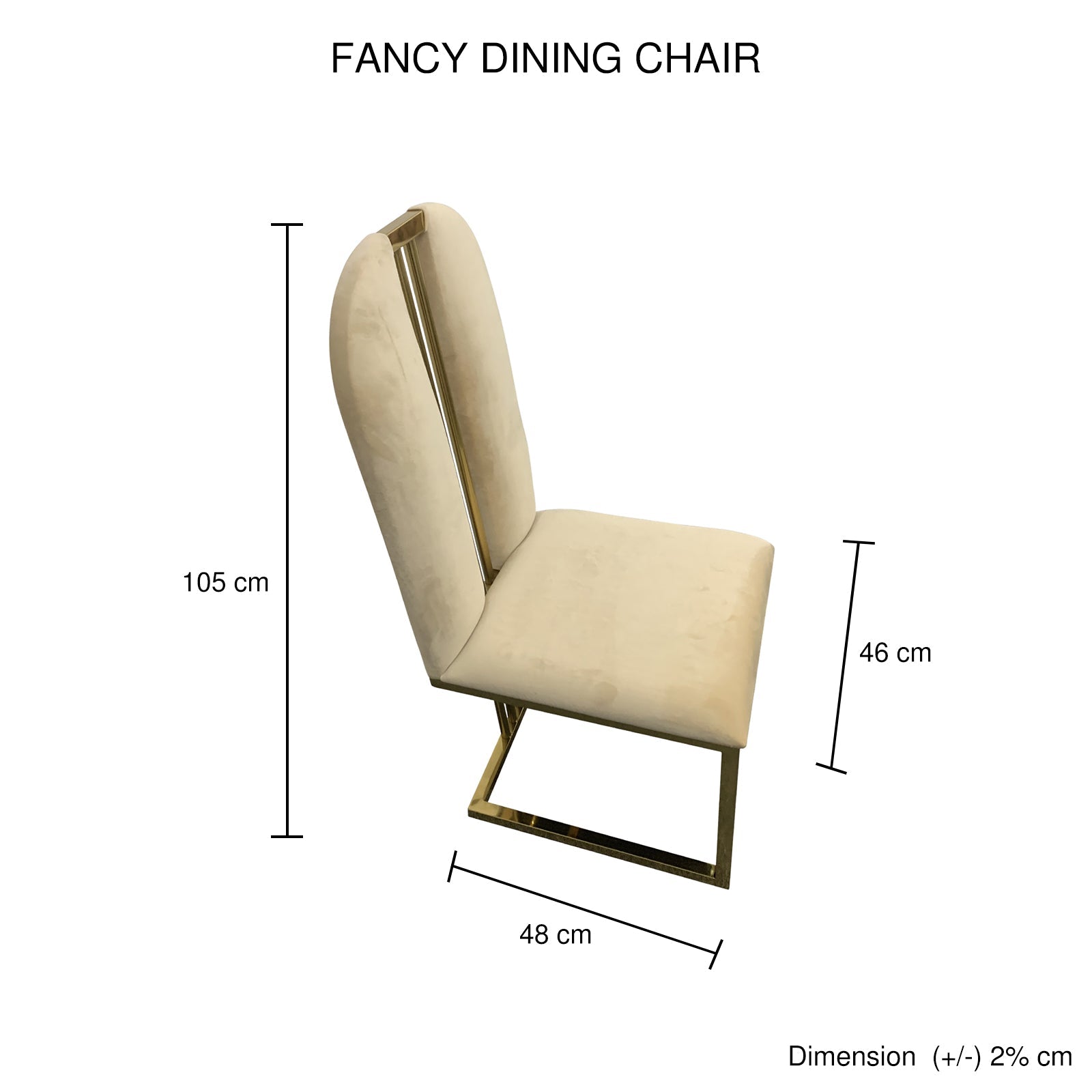 2X Dining Chair Stainless Gold Frame & Seat Beige Fabric - Furniture > Bar Stools & Chairs - Rivercity House & Home Co. (ABN 18 642 972 209) - Affordable Modern Furniture Australia