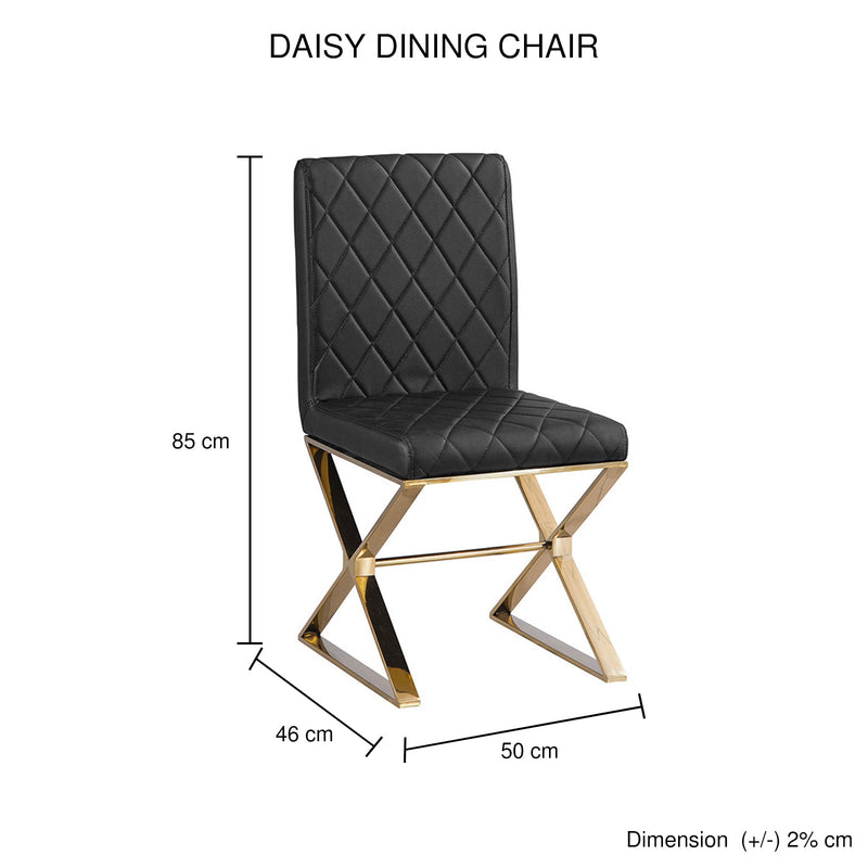 2X Dining Chair Stainless Gold Frame & Seat Black PU Leather - Furniture > Bar Stools & Chairs - Rivercity House & Home Co. (ABN 18 642 972 209)