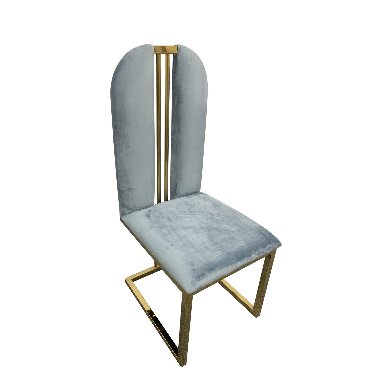 2X Dining Chair Stainless Gold Frame & Seat Blue Fabric - Furniture > Bar Stools & Chairs - Rivercity House & Home Co. (ABN 18 642 972 209) - Affordable Modern Furniture Australia